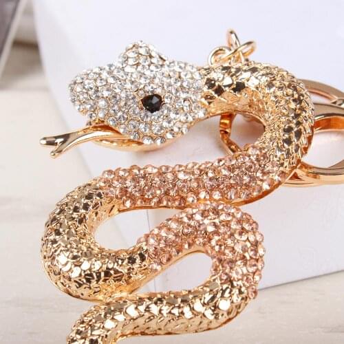 New Arrival Cobra Snake Cute Crystal Charm Pendant Purse HandBag Car Key Ring Chain Wedding Party Jewelry Lucky Gift