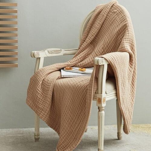 130x190cm Pure Cotton 6 Layer Large Size Pre-Washed Soft Breathable Gauze Blanket Throw Swaddle All Season for adult &baby