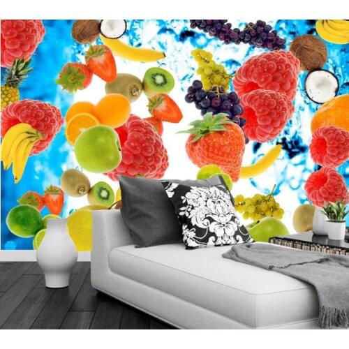Custom a variety of fruits in Water food wallpaper papel de parede,hotel restaurant dining room waterproof kitchen wallpaper