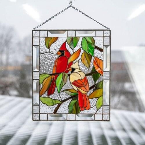 Birds Rainbow Suncatcher Mini Stained Bird Window Hanging Suncatcher Acrylic Pendants Garden Decoration Outdoor Ornament