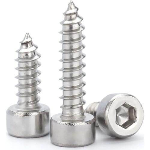 20/50pc M2 M2.5 M3 M3.5 M4 M5 M6 Hexagon Hex Socket Cap Head Self Tapping Screw 304 Stainless Steel Allen Head Screw for Speaker