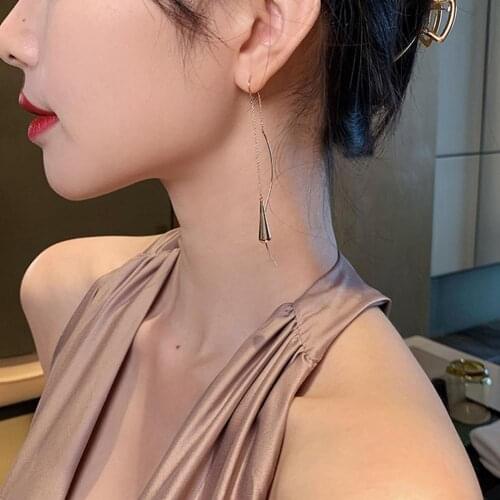 1 Pair Ear Line earrings for women Geometry Pendant Elegant Women Long Korean Style Dangle Earrings for Dating серьги 2021 тренд