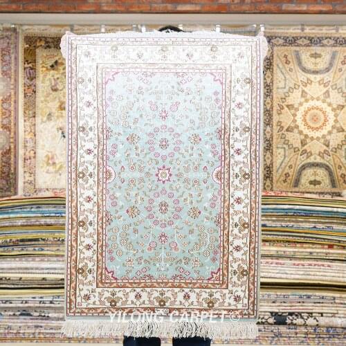 Yilong 2'x3' All Over Pattern Hand knotted Carpets Handmade Area Silk Rug (HF099B)