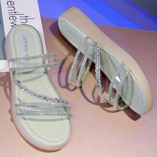 New Summer women beach sandals Olive Green/Black shoes,Apricot flock beach flats simple style soft slippers Roman shoes sandals