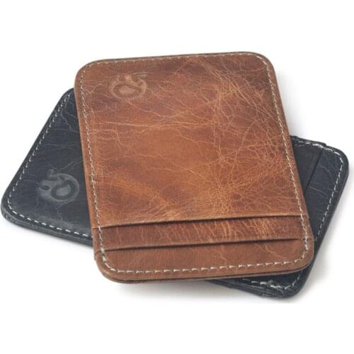 Genuine Leather Man Thin Business Bank Credit Card Case ID Pocket Mini Card Wallet Men Small Bus Card Holder Cash Cards Purse