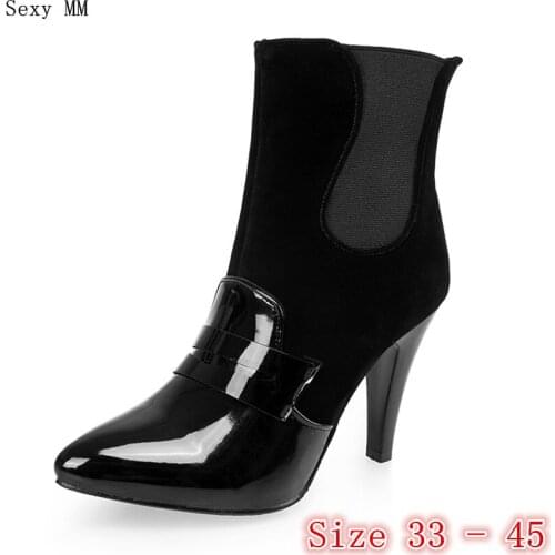 Spring Autumn Winter Women High Heels Ankle Boots Shoes Woman High Heel Short Boots botas Small Plus Size 33 - 40 41 42 43 44 45