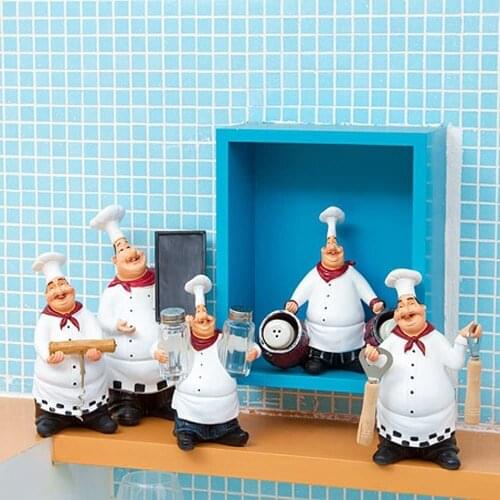 Vintage Funny French Chef Decoration Statue Figurine Chef Ornaments Home Decor Figurines Kitchen Decor Restaurant Resin Crafts