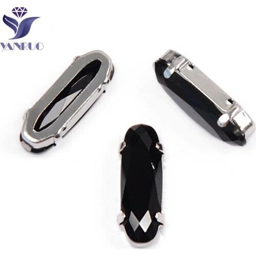 YANRUO 4161 All Sizes Jet Elongated Baguette Point Back Sewing Crystals Strass K9 Fancy Stones Black Rhinestones For Clothes