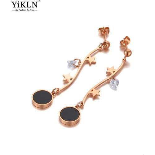YiKLN Bohemia Style Acrylic Star Dangle Earrings Stainless Steel Trendy CZ Crystal Earrings Jewelry For Women Girls YE20116