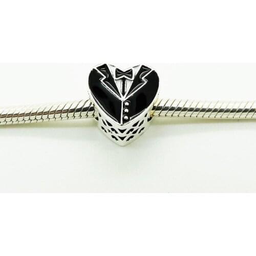 925 Silver Commemorative Fashion Lovers Wedding Dress Beads Fits Silver Charm Bracelet For Women DIY Jewelry Wholesale FL363