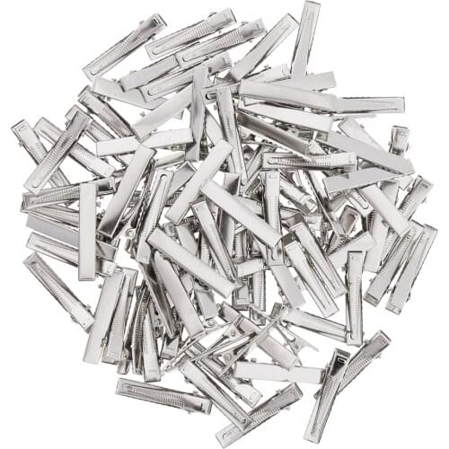 50/100pcs DIY Silver Color Metal Girls Hair Clip Crocodile Alligator Teeth Bows Barrette Duckbill Clips Flat Mouth Square Clip