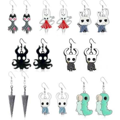 1 Pair Fashion Game Hollow Knight Dangle Earrings Metal Octopus Pendant Earrings Men Women Figure Brelok Trinket Toys Gifts