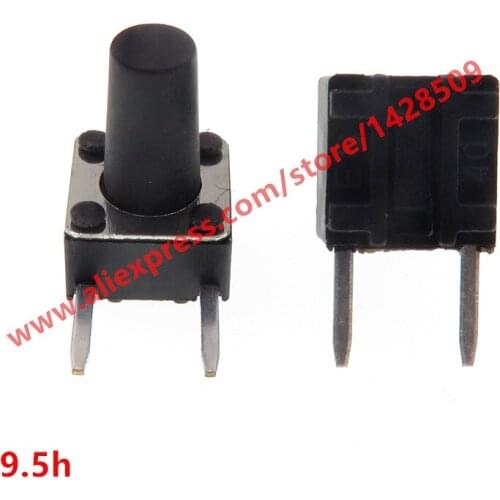 200PCS/LOT 6X6mmX9.5mm Black Mini Push Button MomentaryTact Button Switch Copper Side Two Pin DIP