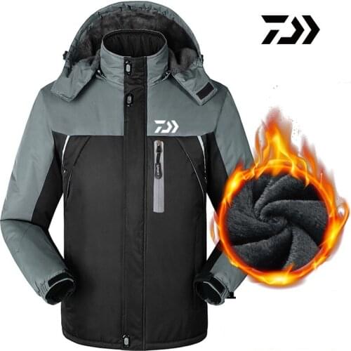 2019 DAIWA Fishing Clothing Winter Fleece Warm Waterproof Fishing Jackets Men Plus Size Fishing Clothes Sport Thick Fishing Coat