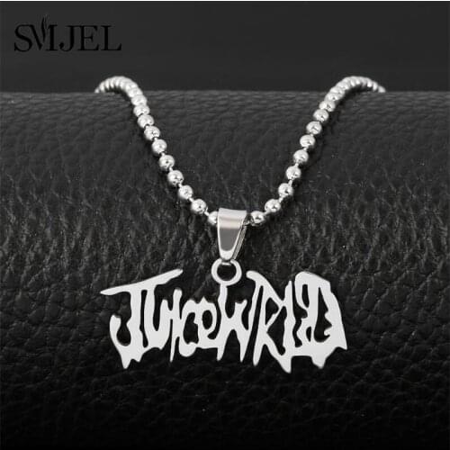 2020 JUICE Wrld Pendant Necklace Singer Rapper Letter Name Chain Stainless Steel Necklace Fans Memorial Jewelry Gift femme Mujer