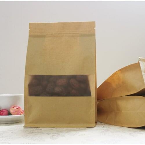 50pcs In/ 6sizes Kraft Paper Packaging Bag Frosted Window Stand Up Side Gusset Packing Bags Zipper Lock Retailer Package