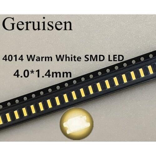 500pcs/lot 0.2W SMD 4014 LED Lamp Bead 23-26lm Warm white SMD LED Beads LED Chip DC3.0-3.4V Free shipping