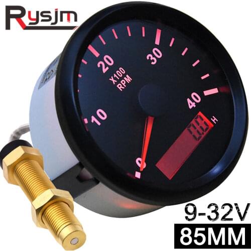 85mm 4000RPM Tachometer With LED Digital Hourmeter Marine Outboard Diesel Engine Motor Generator Tacho Meter Gauge 12V/24V