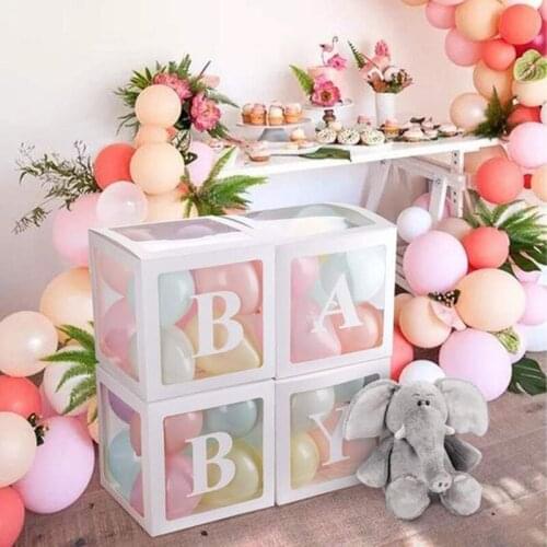 A-Z Letter Name Transparent Box Filled Balloon Box BABY ONE Boy Girl Party Bridal Baby Shower Birthday Party Decor Supplies