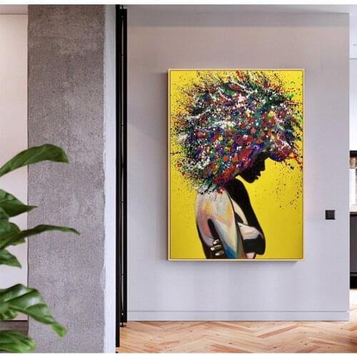 Abstract African Girl Wall Art Canvas Paintings Graffiti Art Posters And Prints Street Art Watercolorl Wall Pictures Home Decor