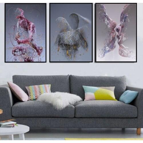 Abstract Art Woman Men KISS Embrace Canvas Painting on The Wall Art Posters Prints Wall Pictures for Living Room Home Cuadros