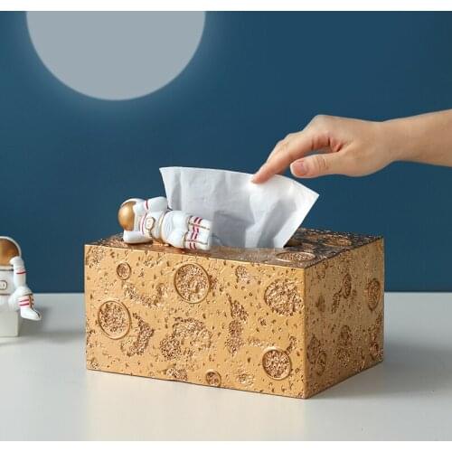Astronaut Car Tissue Box Art For Home Setting Table Sheet Washing Space Servet Paper Holder For Desktop Office Hotel Ornaments