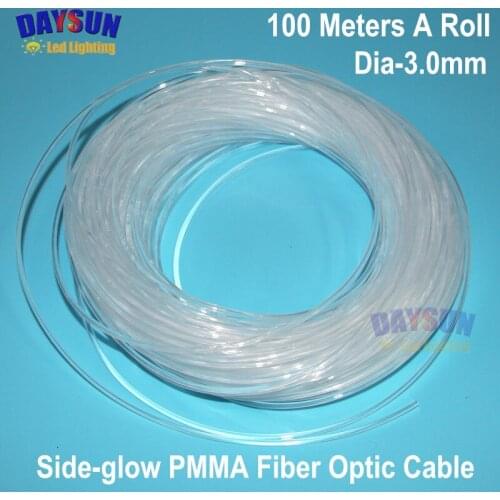 Free Ship PMMA Side Glow Optic Fiber Cable 100m/roll Car Atmosphere Light PMMA Universal Diameter 3.0mm Edge Lighting Decoration