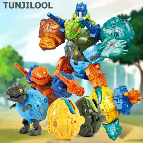 TUNJILOOL Transformation Robot Dinosaur Toys, 6-in-1 Transforming Toy Dinosaur Figures for Boy Gift