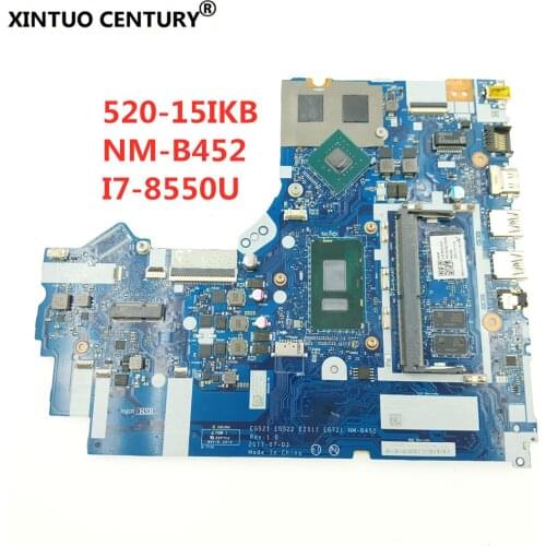For Lenovo Ideapad 520-15IKB Laptop Motherboard NM-B452 5B20Q15583 MB With I7-8550U CPU DDR4 100% Tested Fast Ship