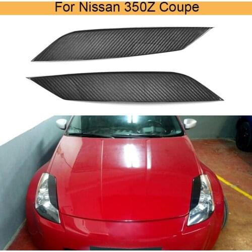 Pure Carbon Fiber Front Head Light Cover Eyelids eyebrows for Nissan 350Z Coupe 2 Door 2003 2004 2005 2006 Black FRP