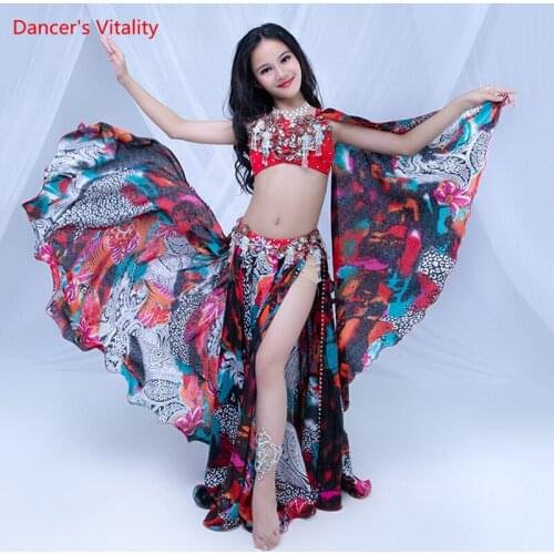 Belly Dance Female Child High-End Elegant Bra Competition Clothing Set New Double Split Long Skirt Performance Clothes Suit