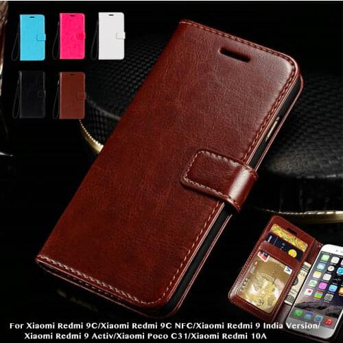Leather Flip Case For Xiaomi Redmi 9C Redmi 9C NFC Photo Frame Case Wallet Cover For Xiaomi Redmi 9 India Version Business Case
