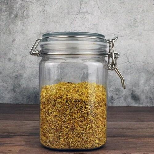 800ML Plastic Square Clip Top Storage Jar With Airtight Seal Lid Food Container Tableware Preserving Kitchen Flour Pasta Spice