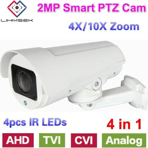 Lihmsek 1080P 2.0 Megapixel HD AHD CVI TVI Analog 4 in 1 Smart Mini Bullet PTZ Camera 4X 10X Zoom Lens Optional For Outdoor use