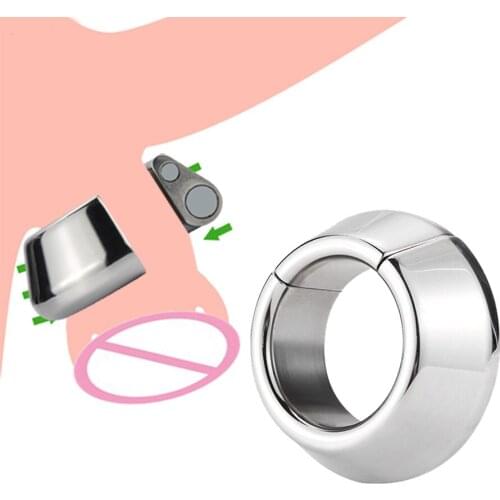 Stainless Steel Magnetic Heavy Metal Penis Lock Ball Scrotum Stretcher Cock Ring Delay Ejaculation BDSM Cockrings Sex Toys Men
