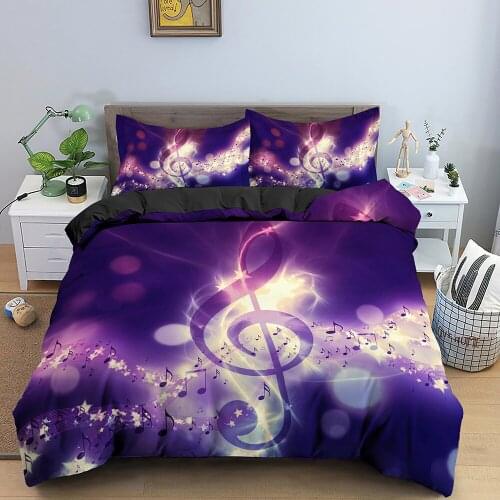Colorful Music Note Duvet Cover Set Treble Clef Home Textiles Kids Bedding Set Duvet Cover with 1/2 Pillowcase Quilt Cover