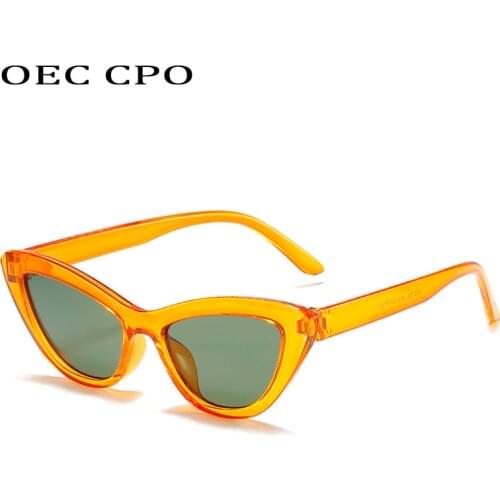 OEC CPO Fashion Cat Eye Sunglasses Women Vintage Orange Sun Glasses Female Elegant Hot Eyeglasses Retro Lunette De Soleil Femme