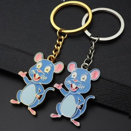 Fashion Happy Rat Mouse Keychains New Year Mascot Keyring for Car Pendant Bag Charms Key Chain Trinket Women Gift