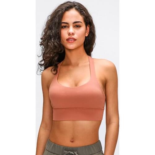 Shockproof Cross Straps Bra Running Gym Sport Top Women Widen Hem Push Up Workout Fitness Crop Tops Brassiere