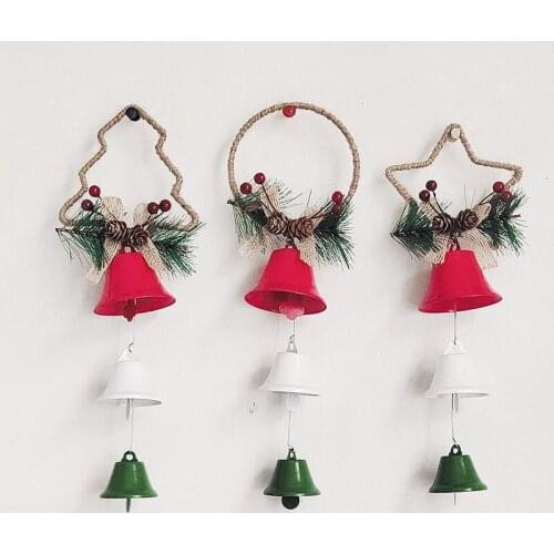 Christmas Wall Hanging Bells Door Decor Iron Bells Xmas Tree Pendants Merry Christmas Decor For Home 2021 Noel Naviidad Gifts