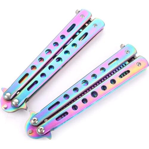 Stainless Steel Foldable Comb Practice Training Butterfly Knife Comb Beard Moustache Brushes Hairdressing Styling Tool