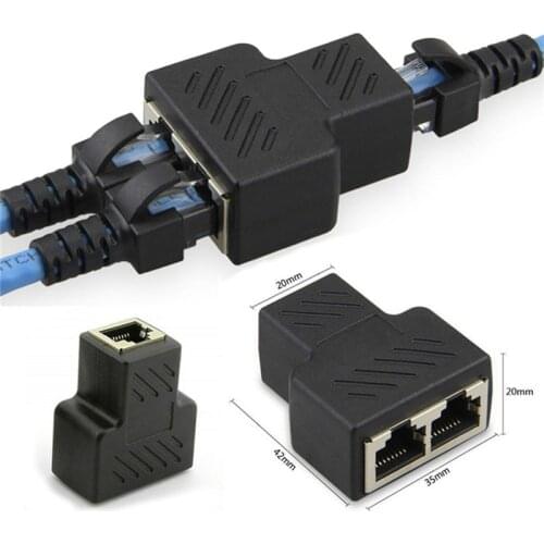 RJ45 Coupler Female Connector 2 Way RJ45 Network Splitter Adapter Extender, LAN Connector,Suitable for Cat5 Cat6 Ethernet