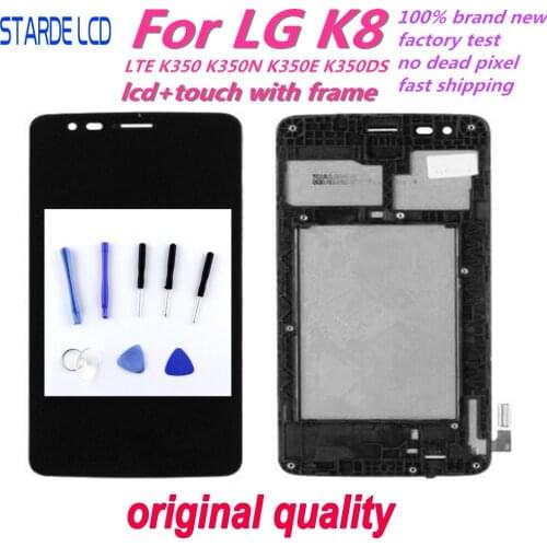 For LG K8 LTE K350 K350N K350E K350DS LCD Display Touch Screen Digitizer Assembly With Bezel Frame
