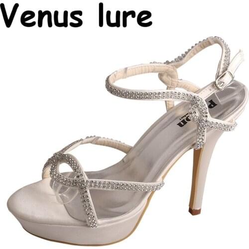 Wedopus Ivory White Bling Wedding Heels Diamante Summer Sandals Size 8