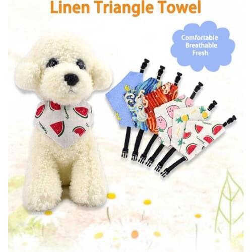 Pet Products Cat Dog Mouth Towel Cartoon Fruit Pattern Cotton Triangle Scarf Adjustable Pet Collar Triangle Scarf