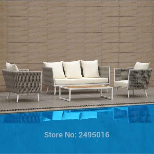 5-person outdoor furniture patio aluminum coversation set with coffee table and cushions for garden waterproof and UV resistant