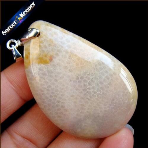 Women Men Bijoux Jewelry Natural Ocean Chrysanthemum Stone Coral Fossil Pendant Specimen Fit Necklace Gift Leather Choker RS119