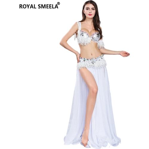 White Belly Dancing Outfit Set Stage Performance Dancer Clothes Belly Dance Costume Women BellyDance Bra Belt Skirt Armband