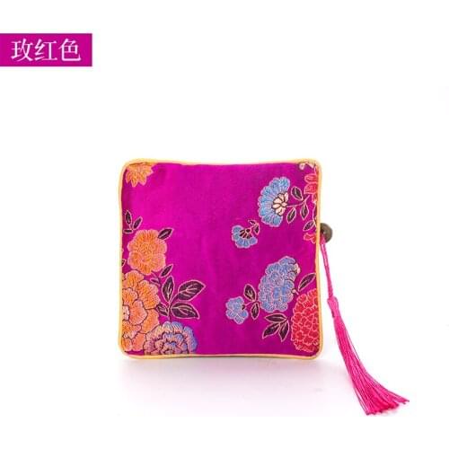 Female Rose Red Tassel Zipper Jewelry Packaging Storage Bag Earring Pendent Ring Bracelet Showcase Jewellery Organizer For Lover