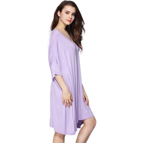 Yomrzl A508 New arrival summer daily womens niightgown one piece modal nighgown hlaf sleeve cause sleep dress